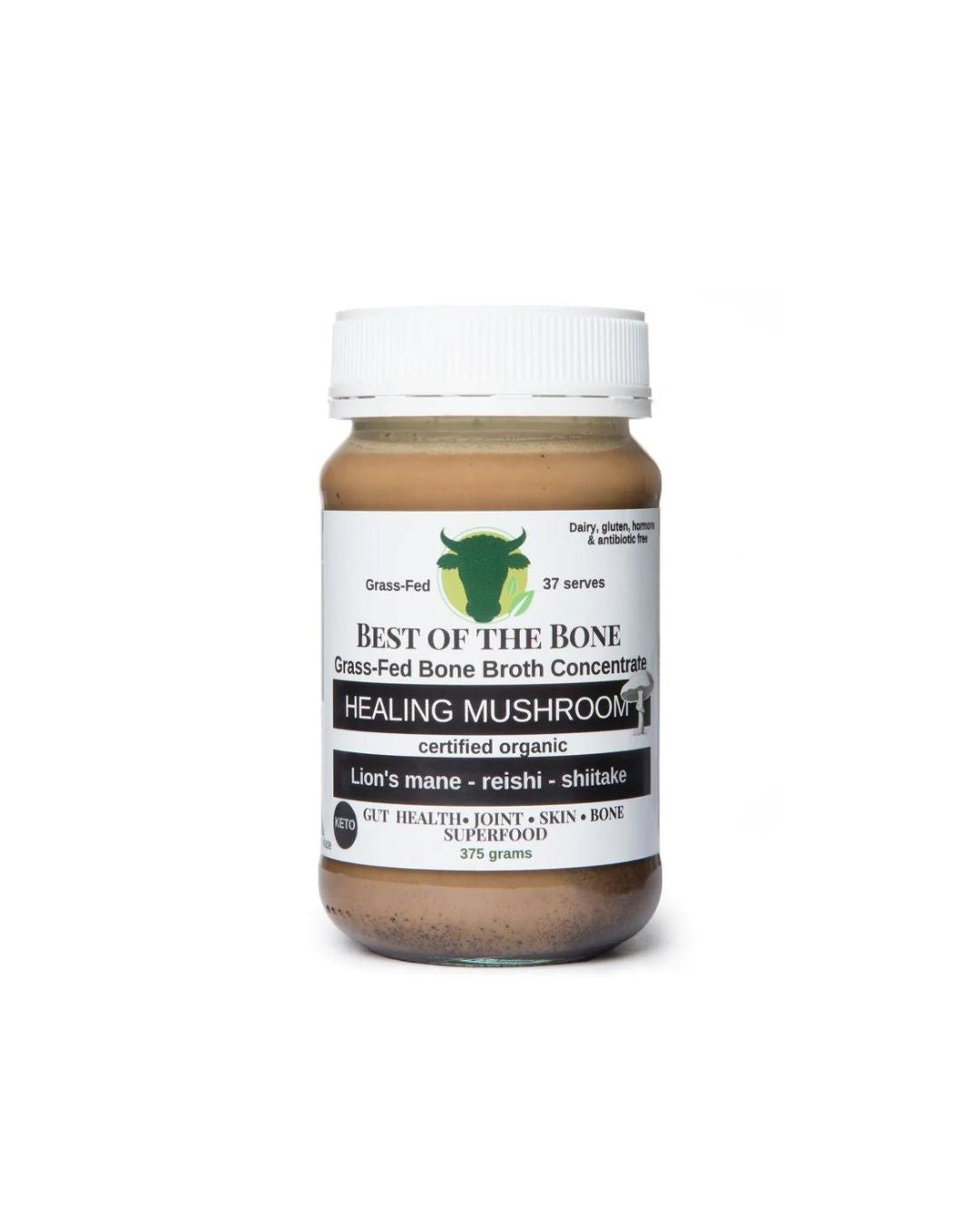 BEEF BONE BROTH GRASSFED HEALING MUSHROOM BEST OF THE BONE 390G