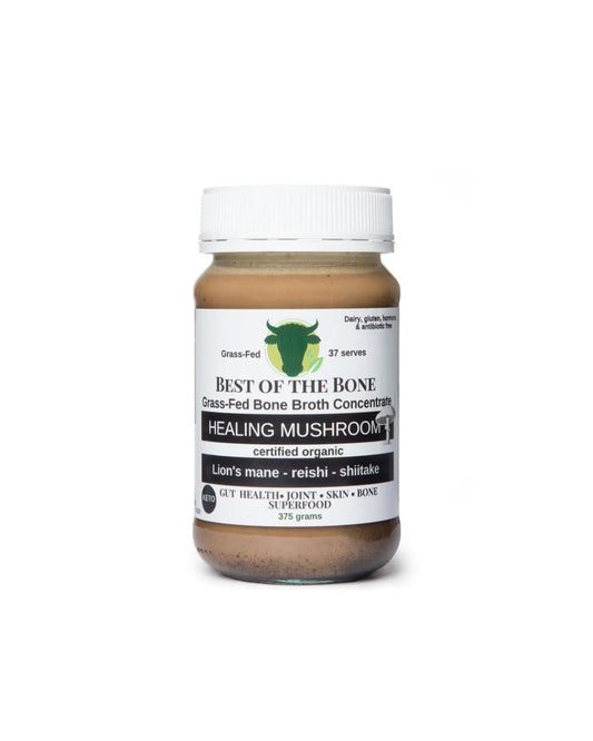 BEEF BONE BROTH GRASSFED HEALING MUSHROOM BEST OF THE BONE 390G